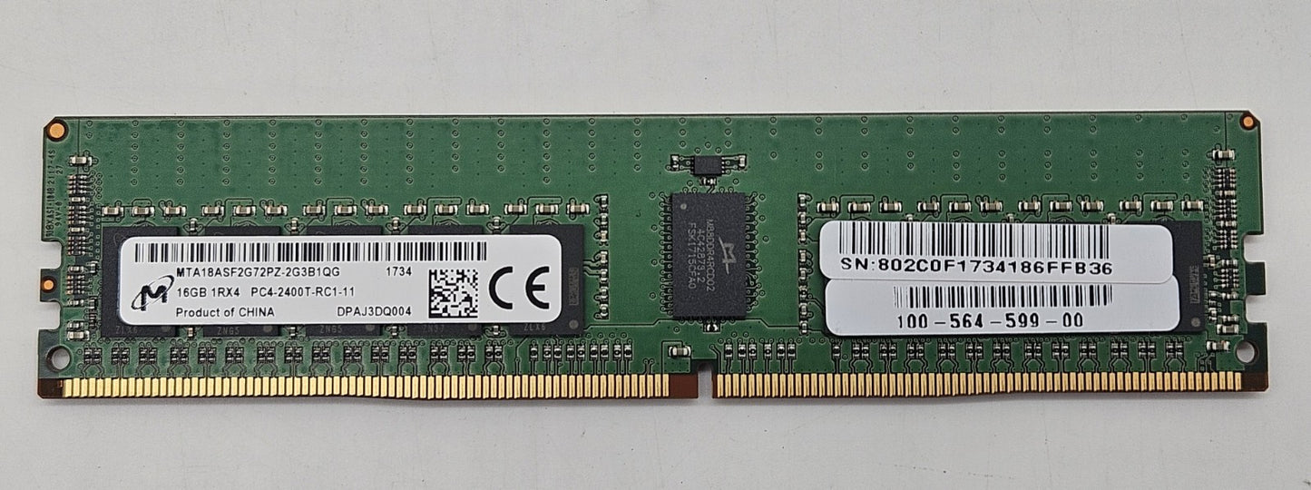 Micron 16GB 1Rx4 PC4-19200 DDR4-2400MHz REG ECC Server RAM MTA18ASF2G72PZ-2G3B10