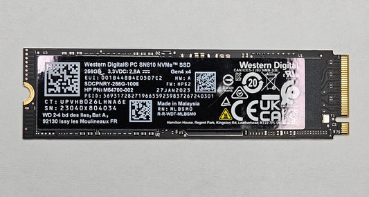 Western Digital SN810 256GB PCI Express 4.0 x4 NVMe M.2 2280 SSD SDCPNRY-256G0