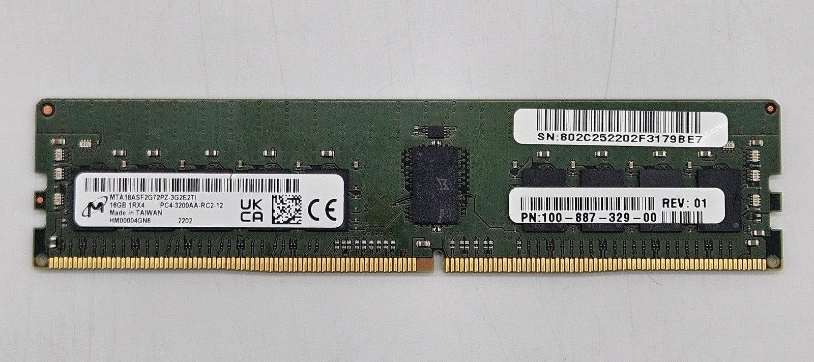 Micron 16GB PC4-25600 DDR4-3200 REG ECC Server Memory RAM MTA18ASF2G72PZ-3G2E20