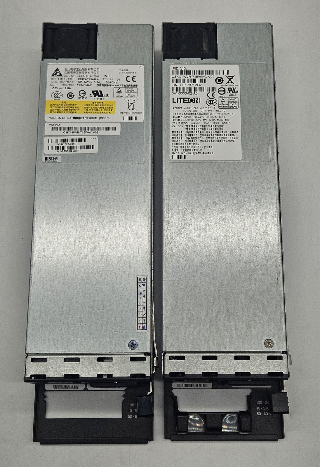 LOT OF 2 Cisco 715W Power Supplies C3KX-PWR-715WAC1