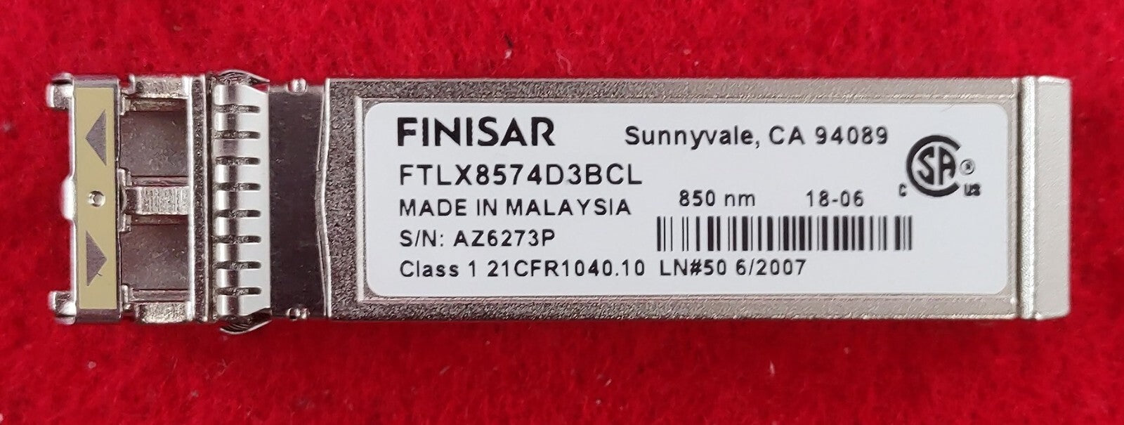 LOT OF 10 Finisar 10GB BASE-SR 850nm MMF SFP+ Transceivers FTLX8574D3BCL1