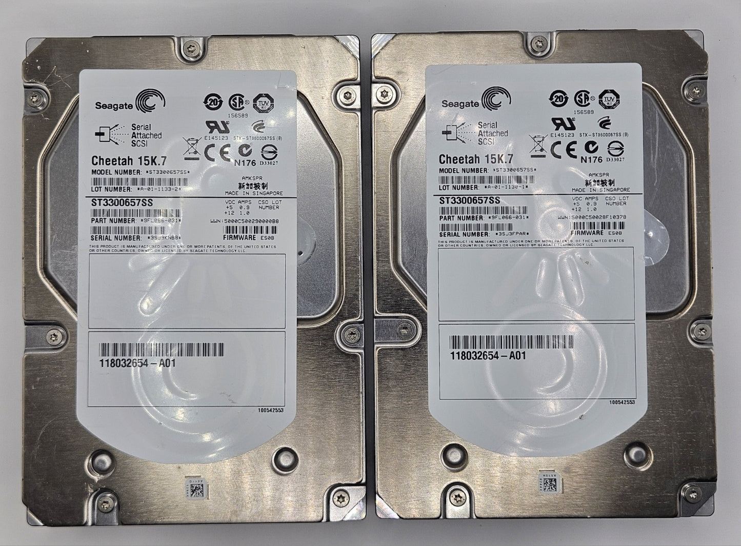 LOT OF 2 Seagate 300GB 15000RPM SAS 6Gbps 16MB Cache 3.5" Hard Drive ST3300657SS0
