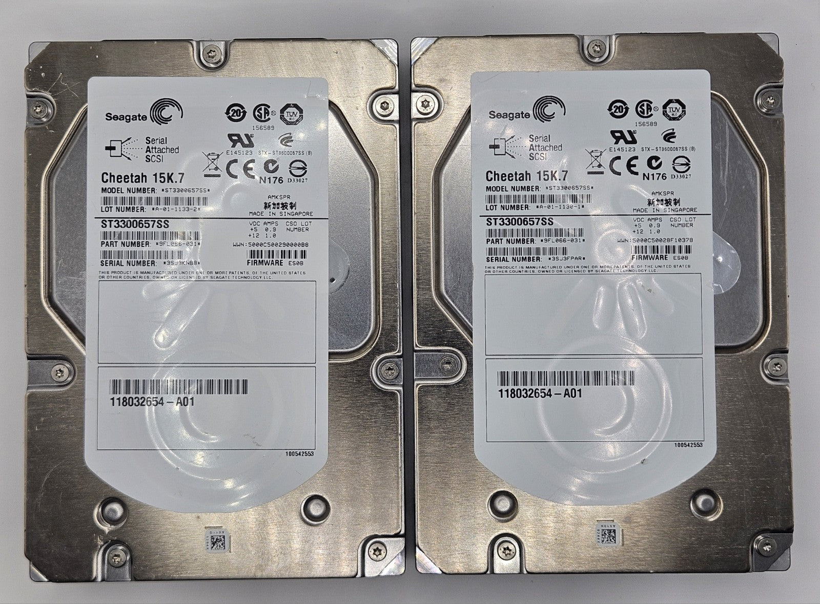 LOT OF 2 Seagate 300GB 15000RPM SAS 6Gbps 16MB Cache 3.5" Hard Drive ST3300657SS0