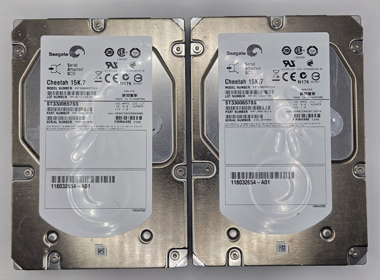 LOT OF 2 Seagate 300GB 15000RPM SAS 6Gbps 16MB Cache 3.5" Hard Drive ST3300657SS0