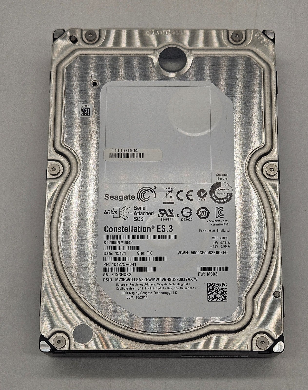 Seagate Constellation ES.3 2TB 7200RPM SAS 6Gbps 3.5" Hard Drive ST2000NM00431