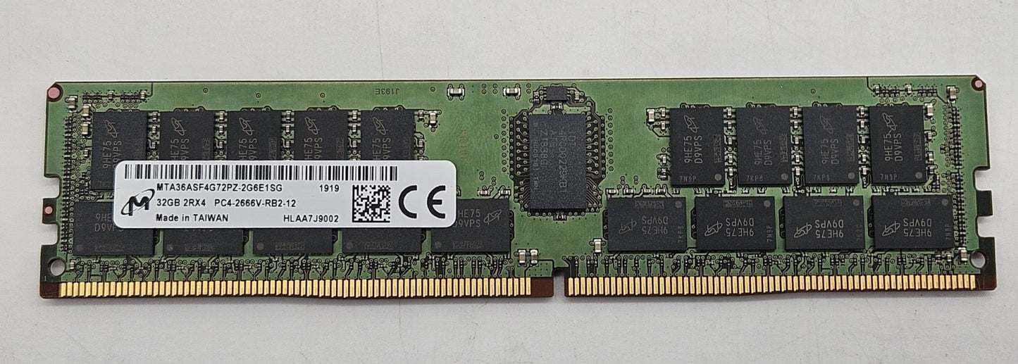 Micron 32GB PC4-21300 DDR4-2666MHz REG ECC Server RAM MTA36ASF4G72PZ-2G6E10