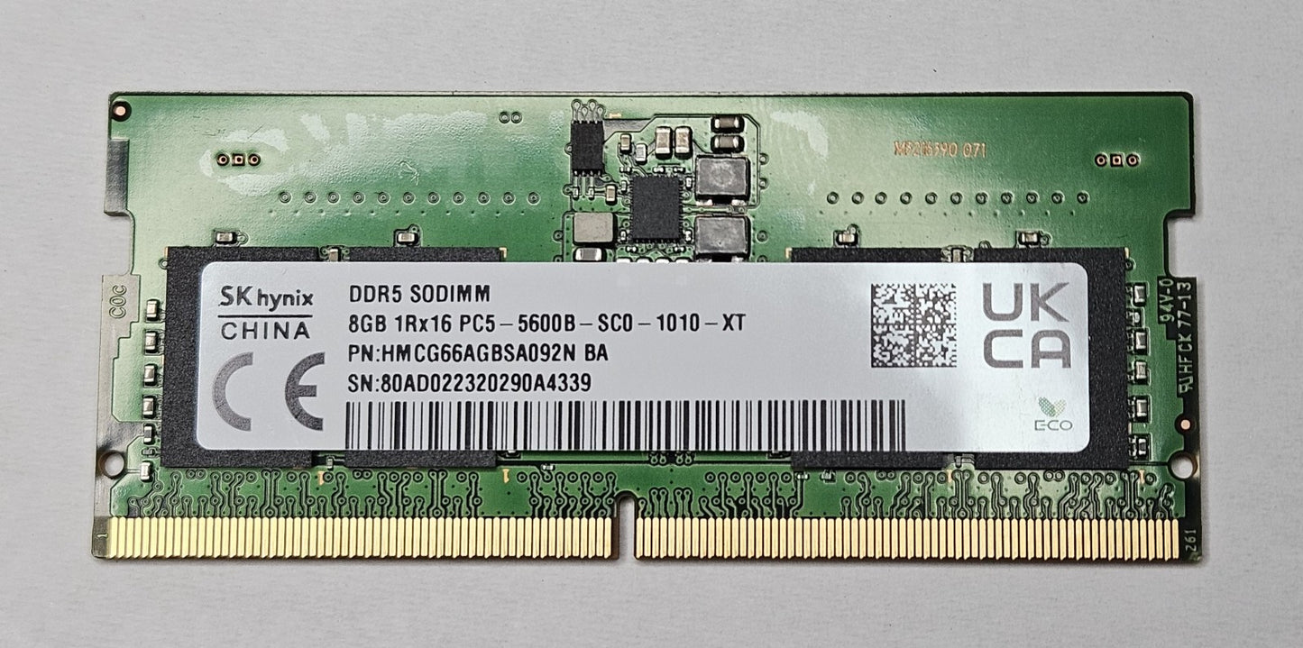 Hynix 8GB PC5-44800 DDR5-5600MHz 262-Pin SoDimm Laptop Memory HMCG66AGBSA092N0