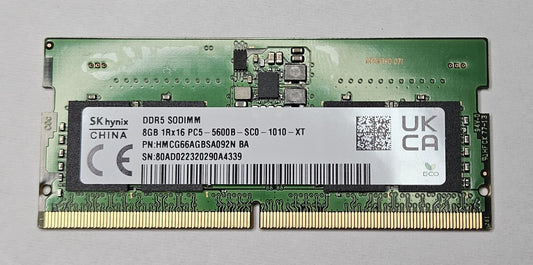 Hynix 8GB PC5-44800 DDR5-5600MHz 262-Pin SoDimm Laptop Memory HMCG66AGBSA092N0