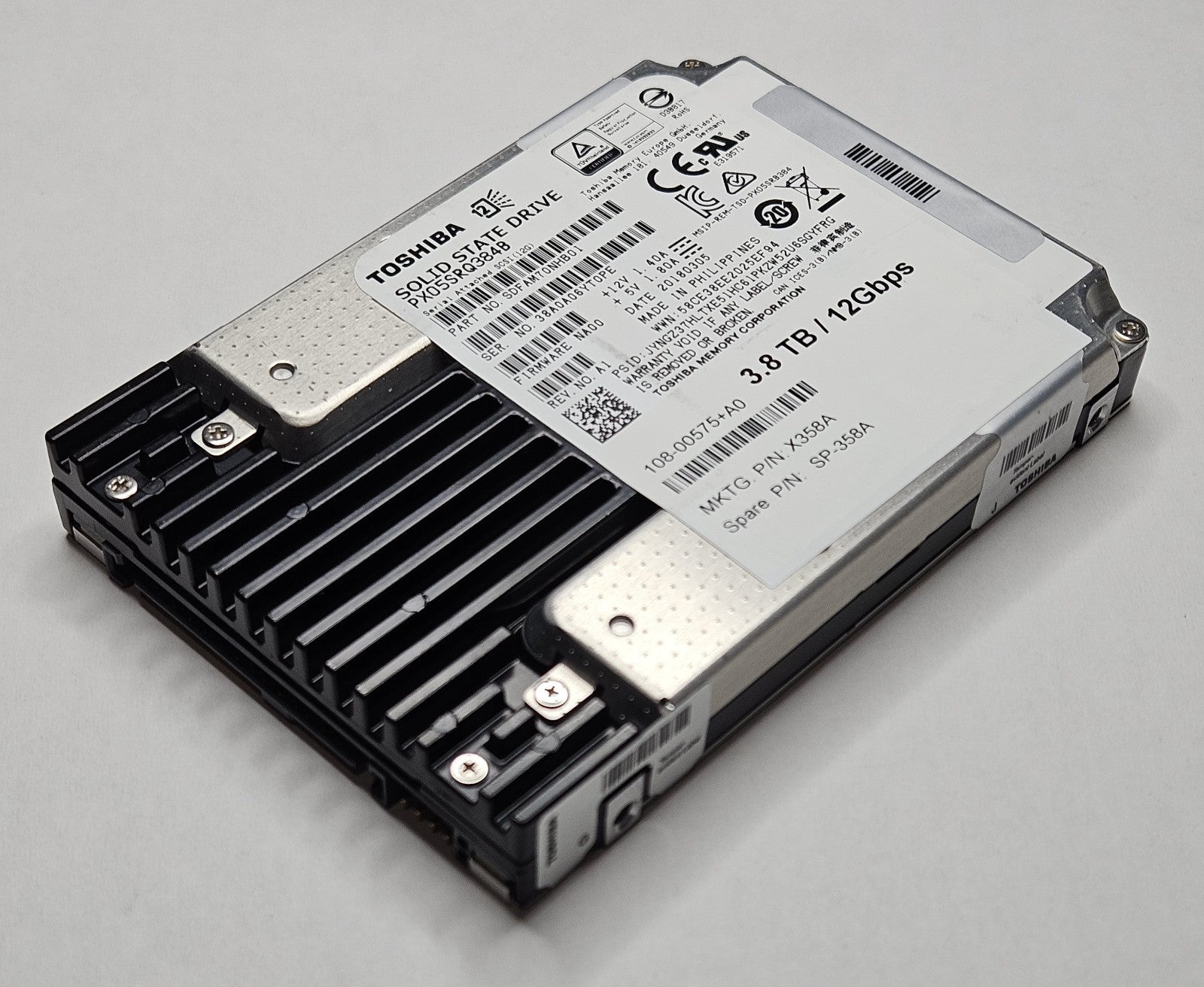 Toshiba 3.84TB MLC SAS 12Gbps Read Intensive 2.5" SSD PX05SRQ384B0
