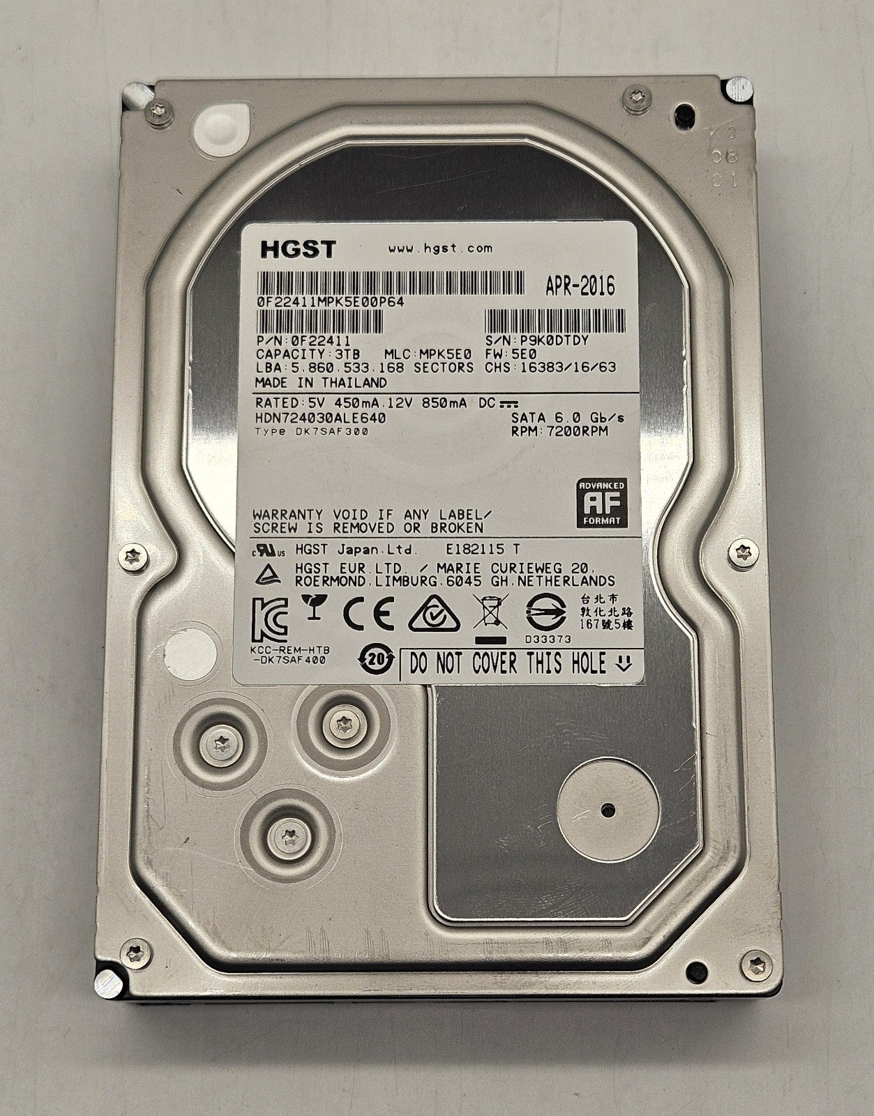 Hitachi Deskstar NAS 3TB 7.2kRPM SATA 6Gbps 64MB 3.5" Hard Drive HDN724030ALE6401