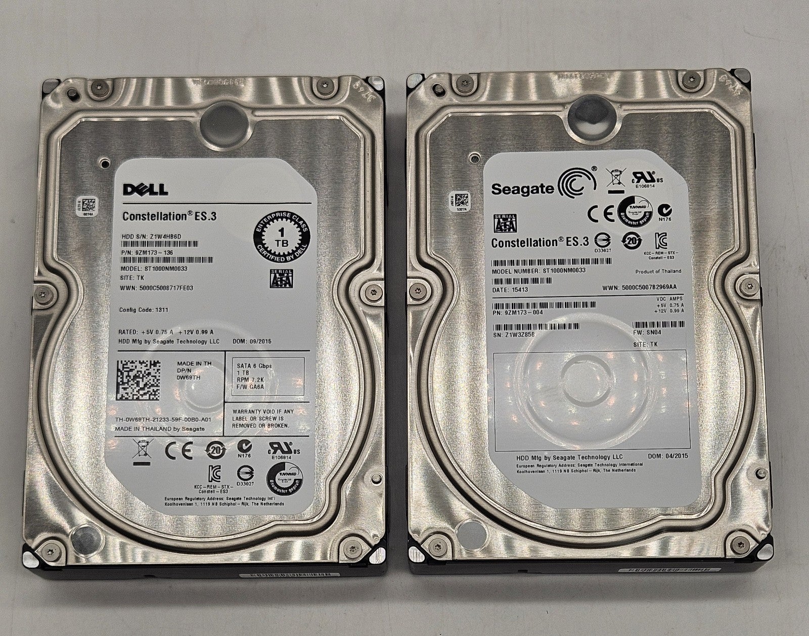 LOT OF 2 Seagate ES.3 1TB 7200RPM SATA 6Gbps 3.5" Hard Drive ST1000NM00330