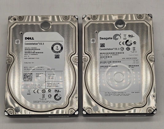 LOT OF 2 Seagate ES.3 1TB 7200RPM SATA 6Gbps 3.5" Hard Drive ST1000NM00330