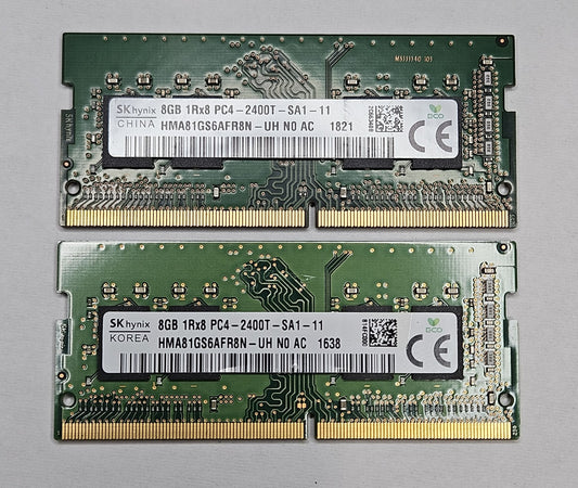 LOT OF 2 Hynix 8GB PC4-19200 DDR4-2400MHz SoDimm Laptop Memory HMA81GS6AFR8N-UH0