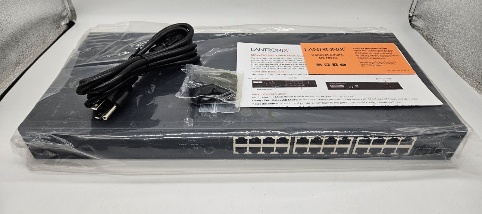 Lantronix 24-Port GbE PoE & 2-Port SFP+ Web Managed Network Switch SM24TAT2SA2