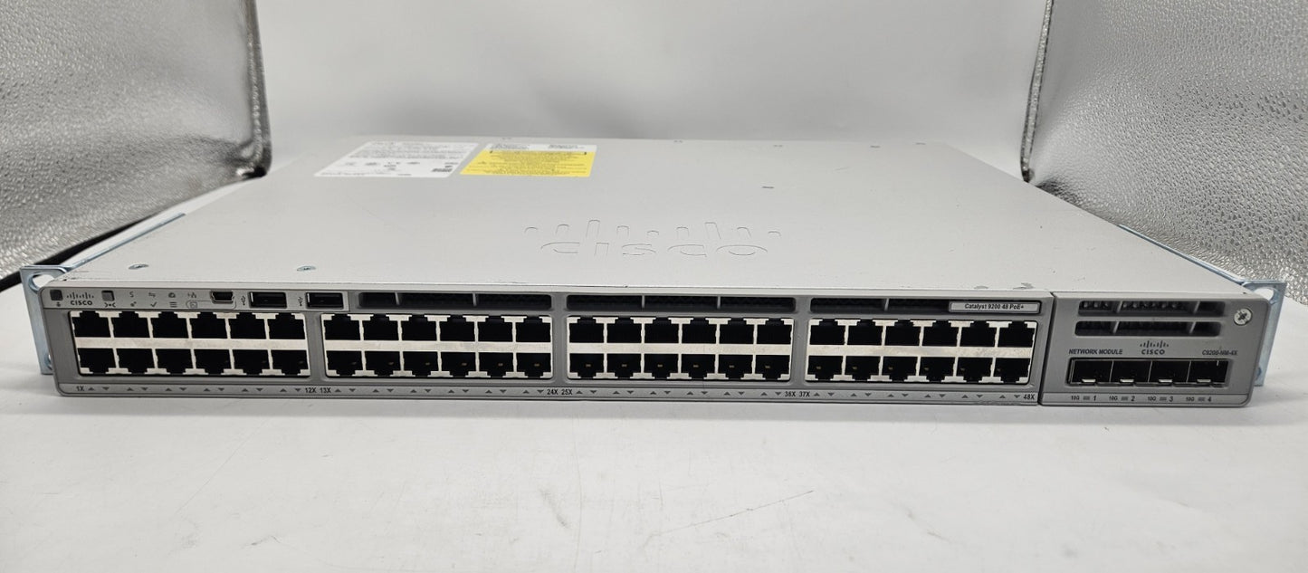 Cisco Catalyst 9200 48-Port GbE PoE+ Network Switch w/ Module 2x PSU C9200-48P-E1