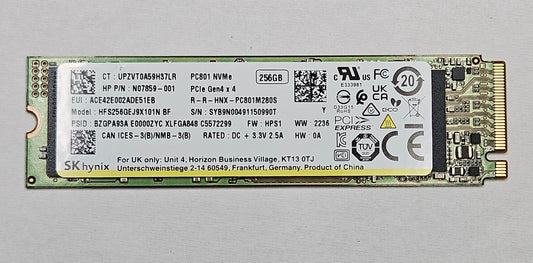 Hynix PC801 256GB PCIe 4.0 x4 NVMe M.2 2280 SSD HFS256GEJ9X101N0