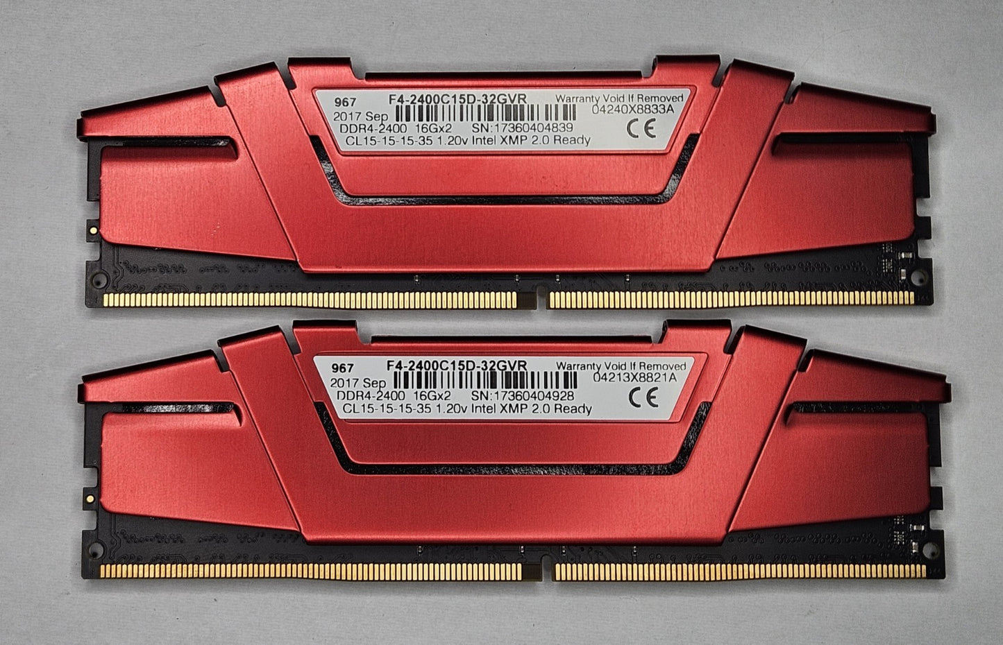 Ripjaws 32GB Kit (2X16GB) PC4-19200 DDR4-2400MHz Desktop RAM F4-2400C15D-32GVR0