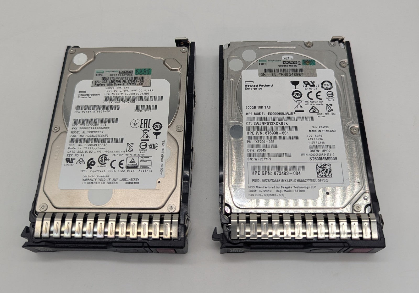LOT OF 2 HP 600GB 2.5" 10K SAS Hard Drive 872736-0010