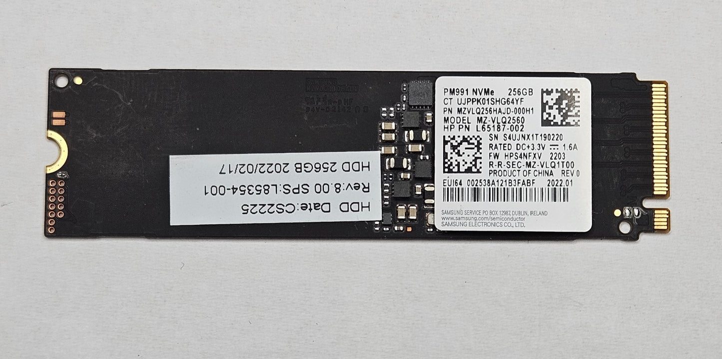 Samsung MZ-VLQ2560 PM991 256GB TLC PCIe 3.0 x4 NVMe 2280 SSD MZVLQ256HAJD0
