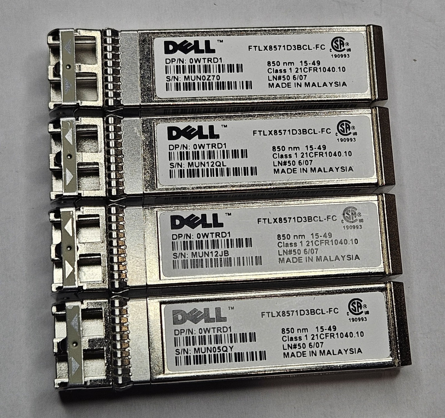 LOT OF 4 Dell 10GBase-SR MMF 850nm LC Connector SFP+ Transceiver WTRD10