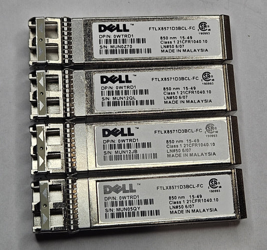 LOT OF 4 Dell 10GBase-SR MMF 850nm LC Connector SFP+ Transceiver WTRD10