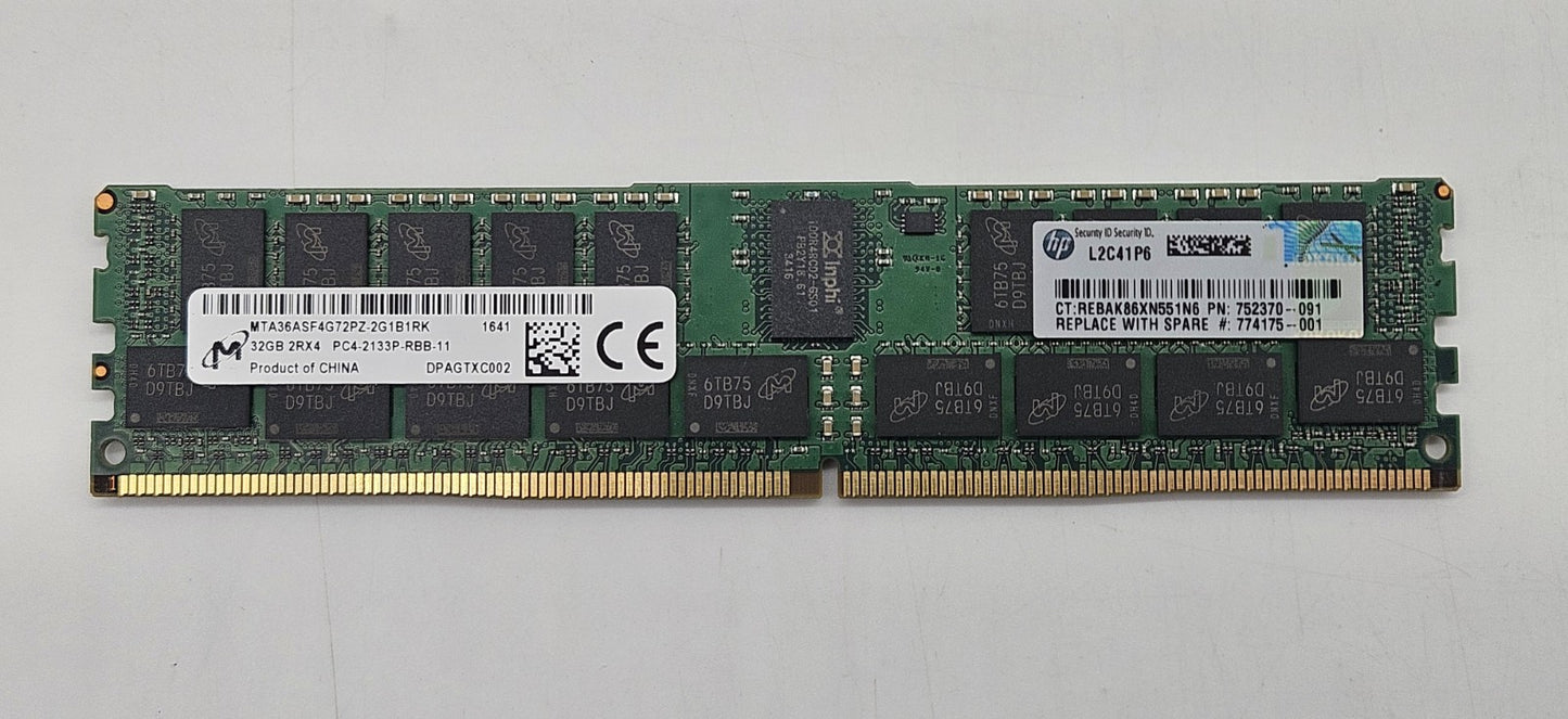 Micron 32GB 2Rx4 PC4-17000 DDR4-2133MHz ECC REG Server RAM MTA36ASF4G72PZ-2G1B10