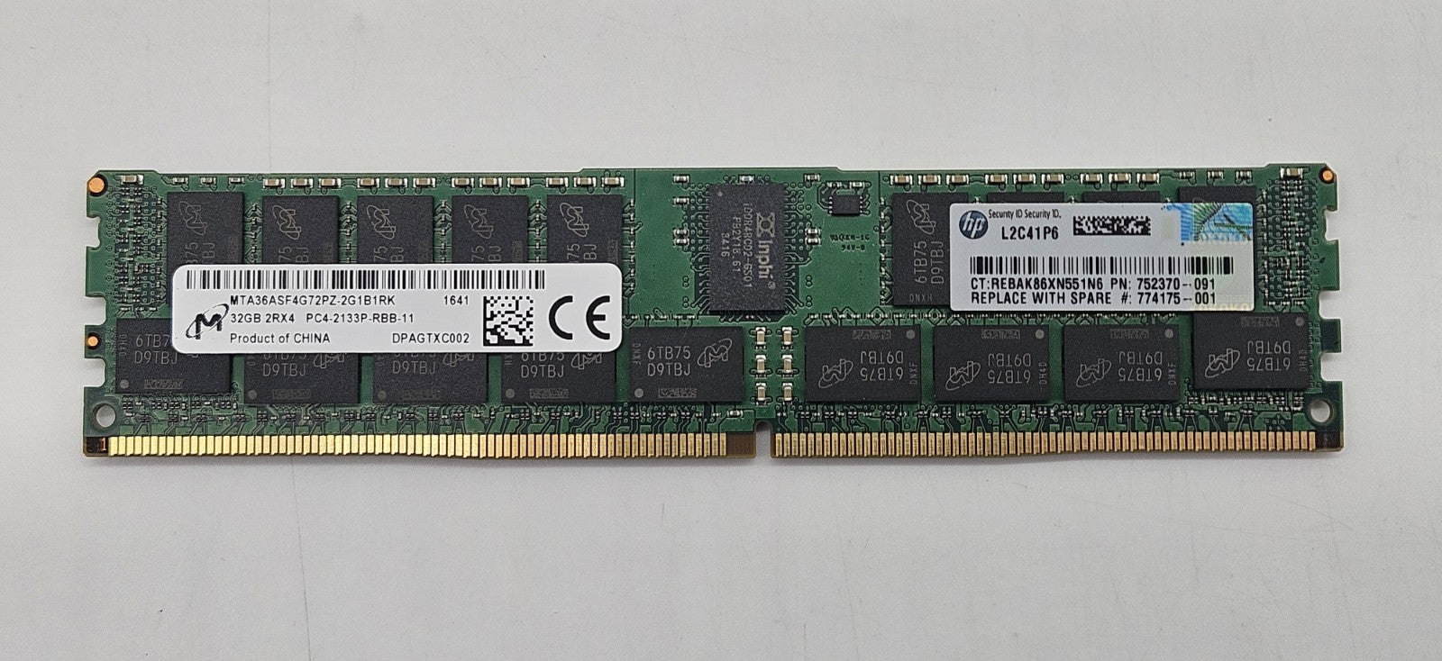 Micron 32GB 2Rx4 PC4-17000 DDR4-2133MHz ECC REG Server RAM MTA36ASF4G72PZ-2G1B10