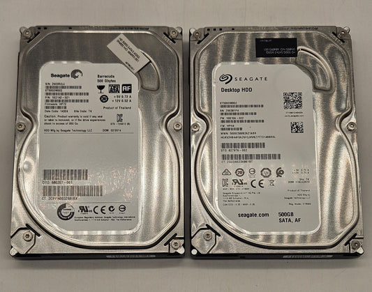 LOT OF 2 Seagate Barracuda 500GB 7200RPM SATA 6Gbps 16MB 3.5" Hard ST500DM0020