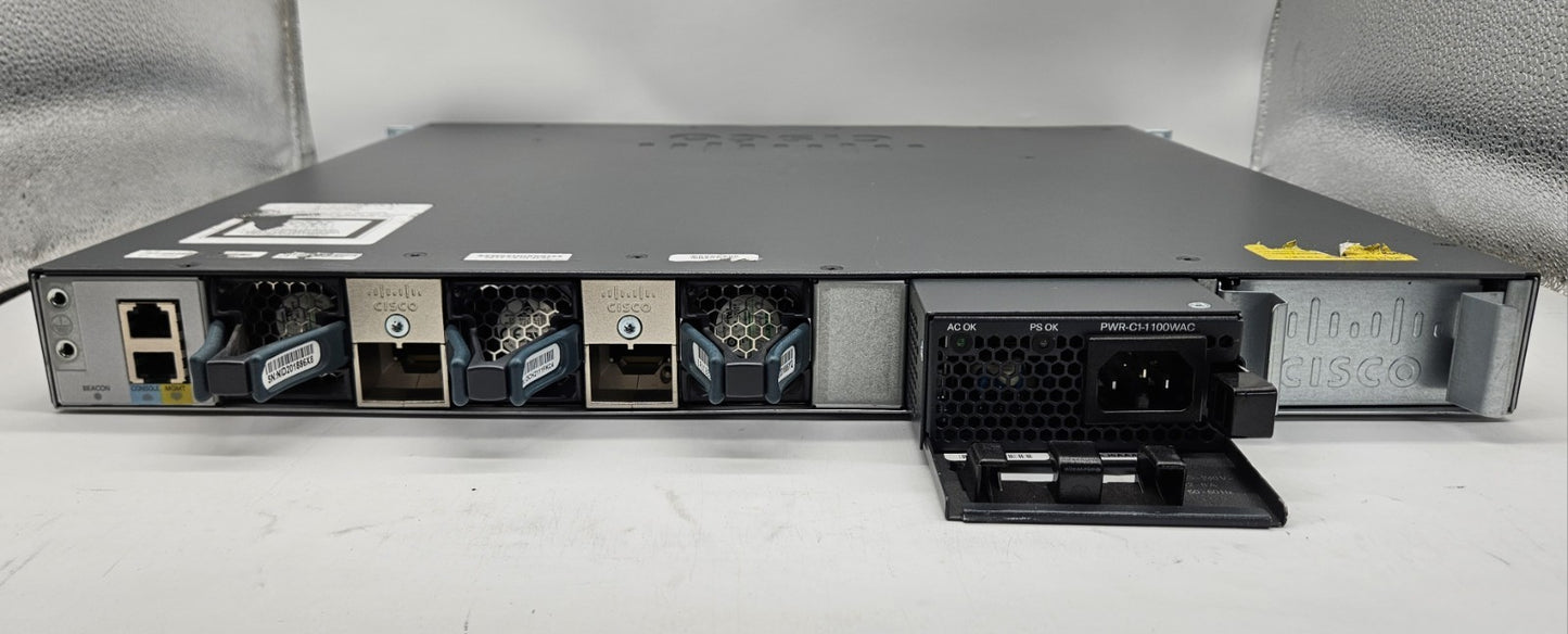 Cisco 3650 48-Port UPoE GbE (12-10GbE) 2-QSFP Network Switch WS-C3650-12X48UZ-E3