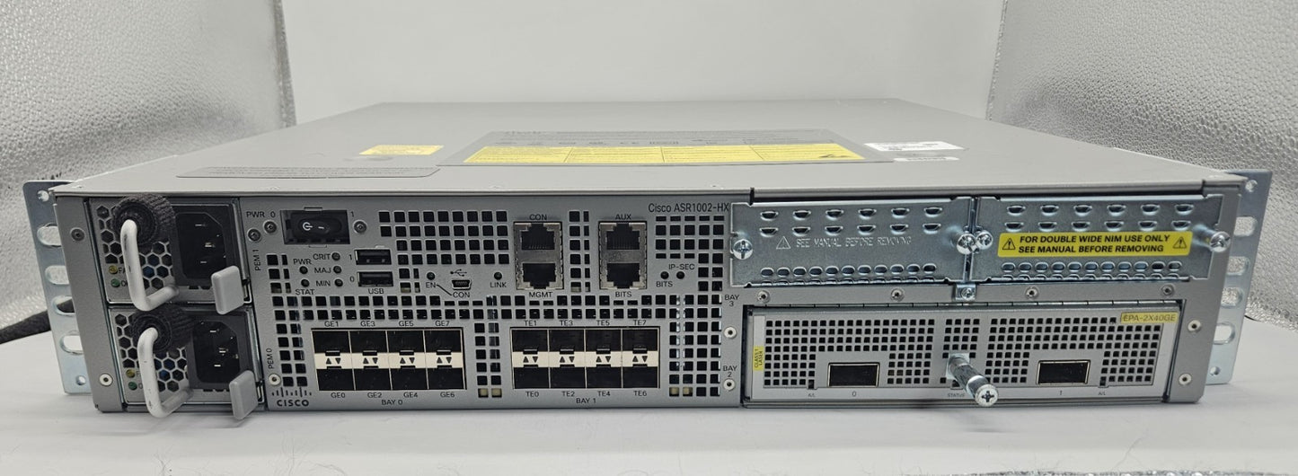 Cisco 8-SFP & 8-SFP+ Aggregation Router w/ EPA-2X40GE & 2x PSU ASR1002-HX1