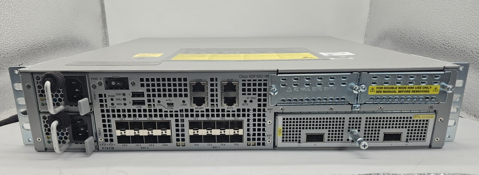 Cisco 8-SFP & 8-SFP+ Aggregation Router w/ EPA-2X40GE & 2x PSU ASR1002-HX1