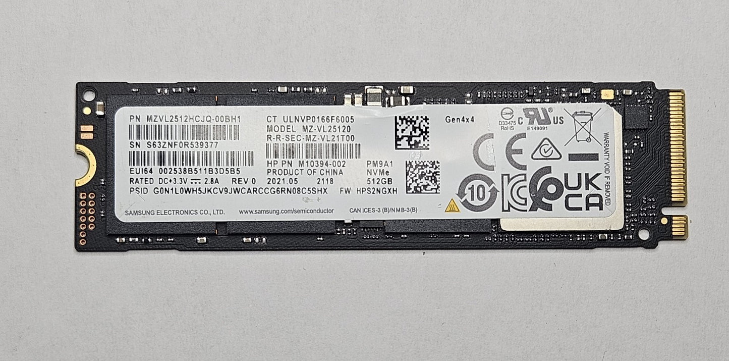 Samsung MZ-VL25120 512GB TLC PCI Express 4.0 x4 NVMe M.2 2280 SSD MZVL2512HCJQ0