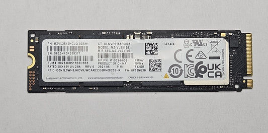 Samsung MZ-VL25120 512GB TLC PCI Express 4.0 x4 NVMe M.2 2280 SSD MZVL2512HCJQ0