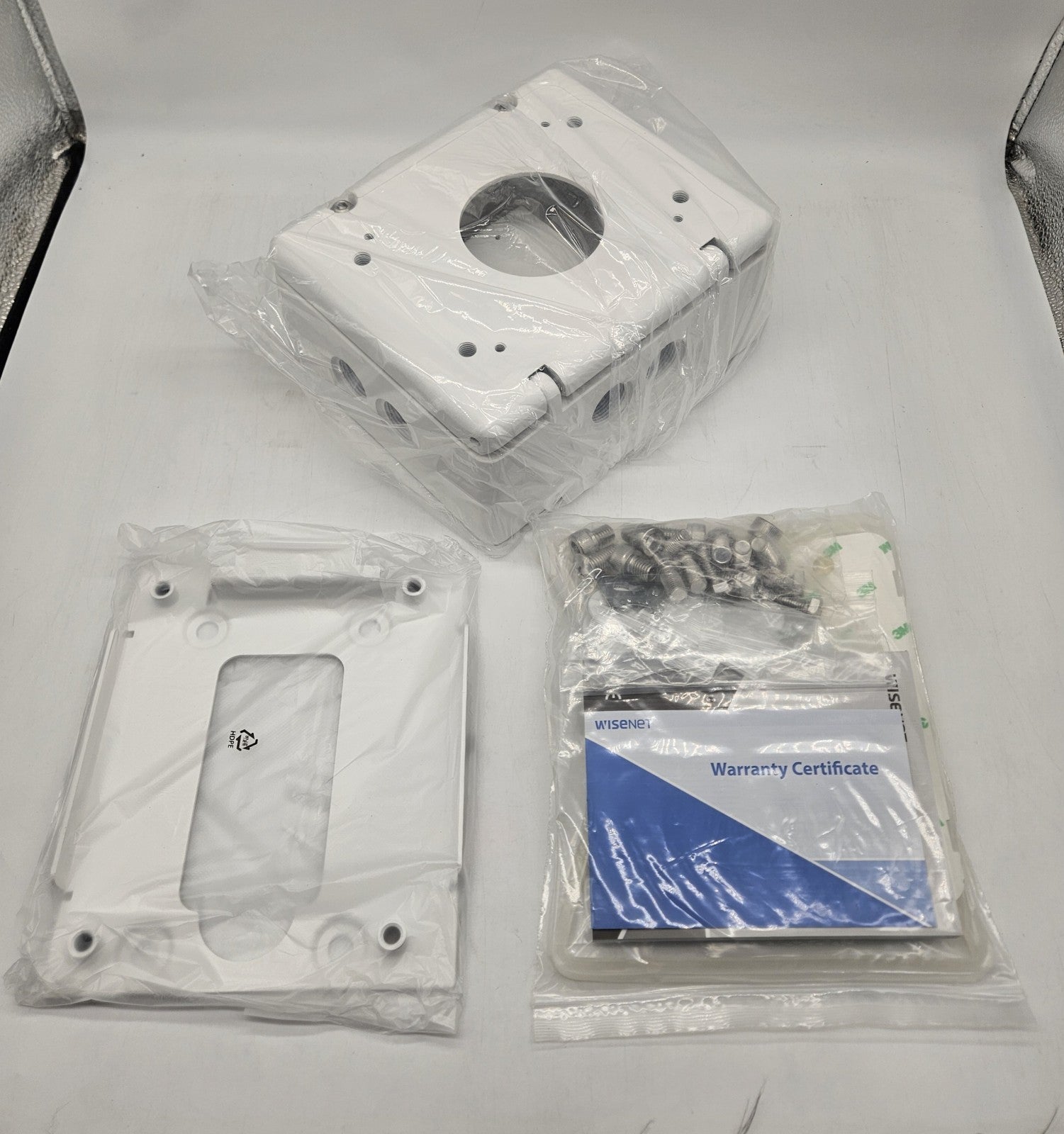 LOT OF 2 Hanwha WiseNet Installation box (White) IP66 SBP-300NBW1
