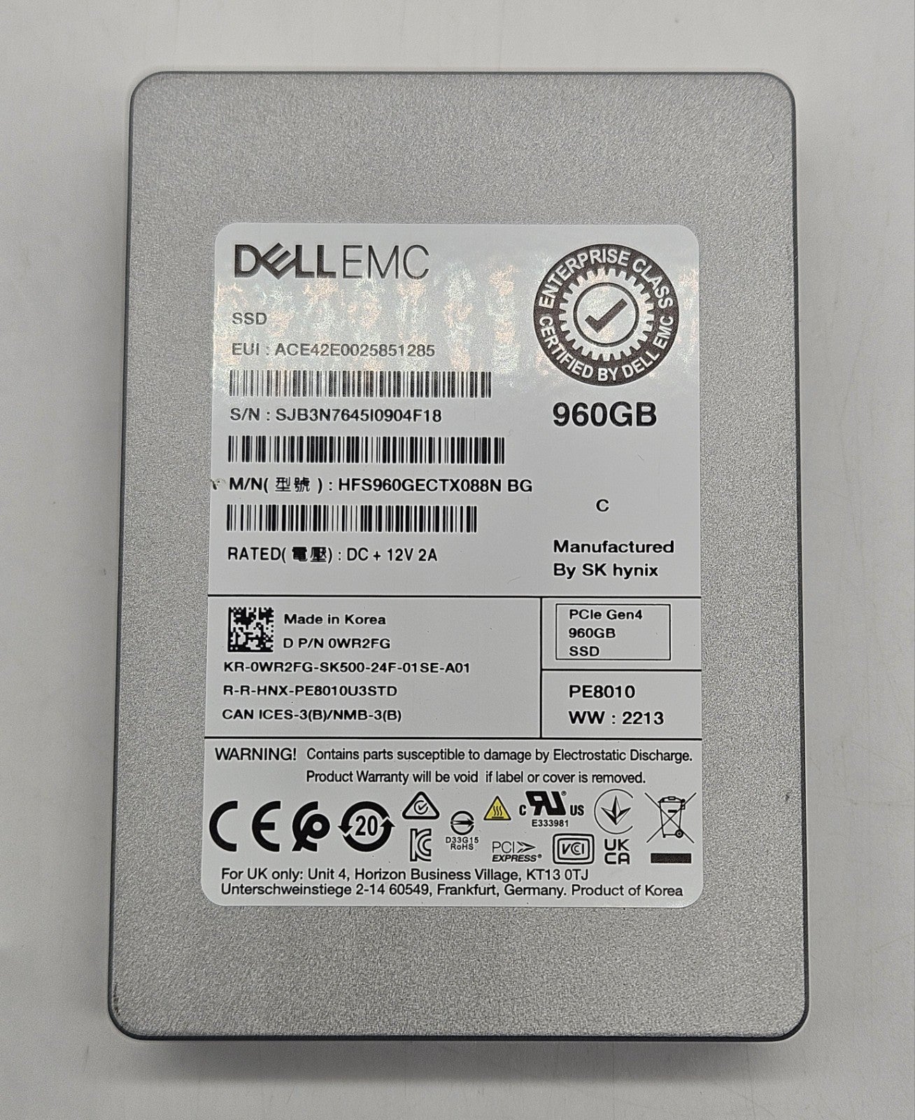 Hynix PE8010 960GB TLC Read Intensive PCIe 4x4 U.2 NVMe 2.5" SSD HFS960GECTX088N1