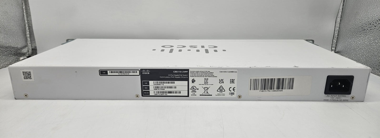 Cisco 24-Port GbE (12-PoE+) & 2-Port DP (RJ45/SFP) Network Switch CBS110-24PP3