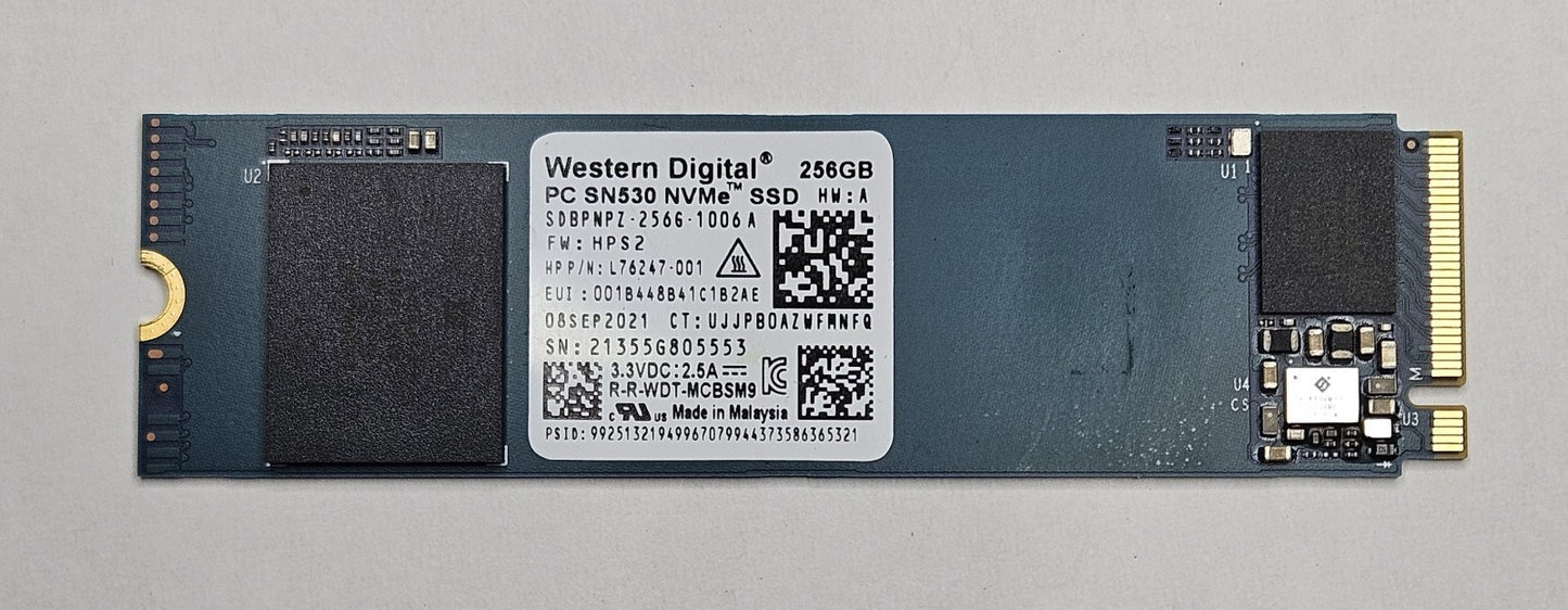 Western Digital PC SN530 256GB TLC PCIe 3.0 x4 M.2 2280 NVMe SSD SDBPNPZ-256G0