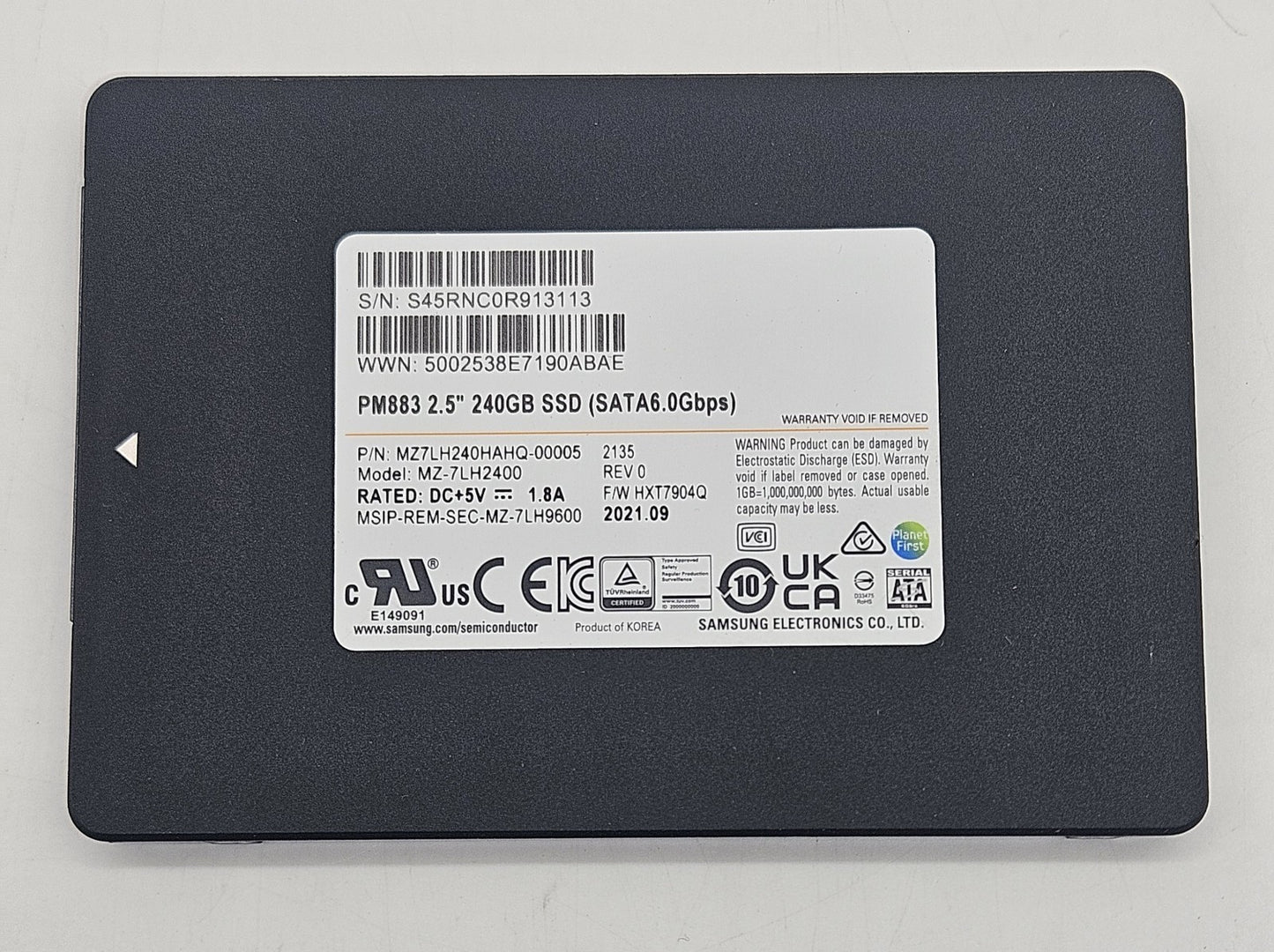 Samsung MZ-7LH2400 PM883 240GB TLC SATA 6G (AES-256/PLP) 2.5" SSD MZ7LH240HAHQ1