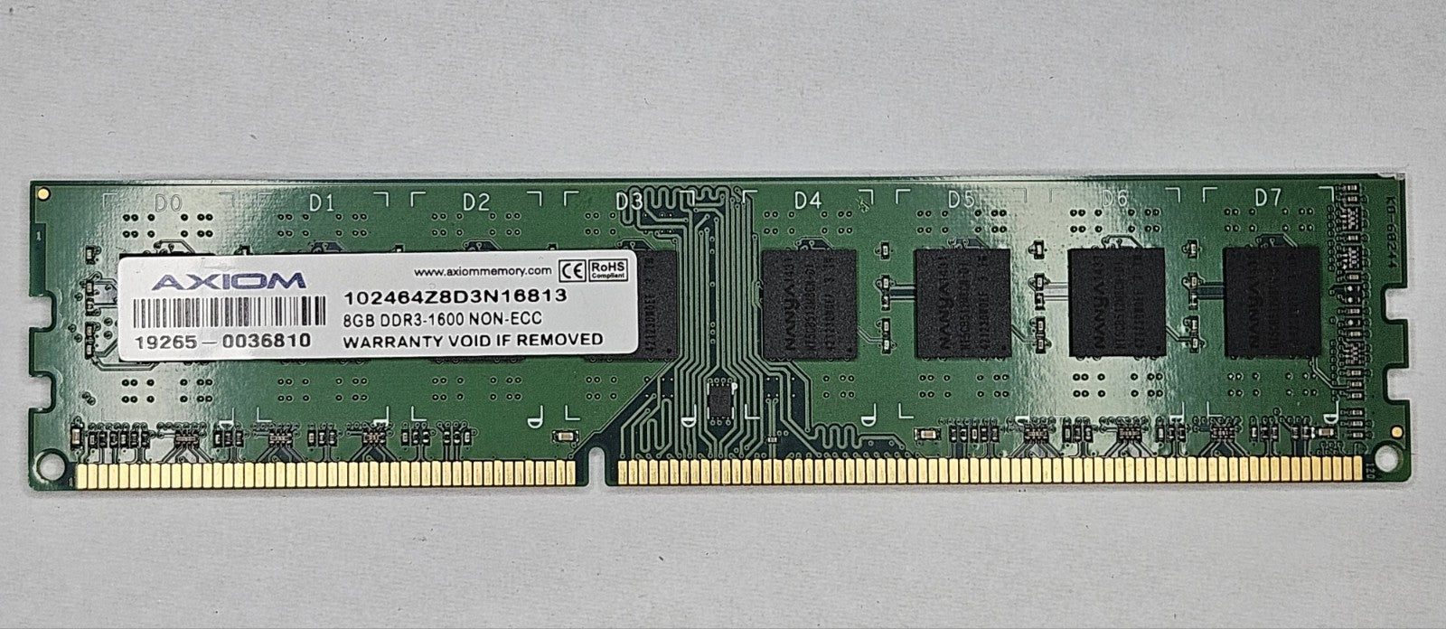 LOT OF 2 Axiom 8GB PC3-12800 DDR3-1600MHz Desktop Memory RAM 102464Z8D3N168131