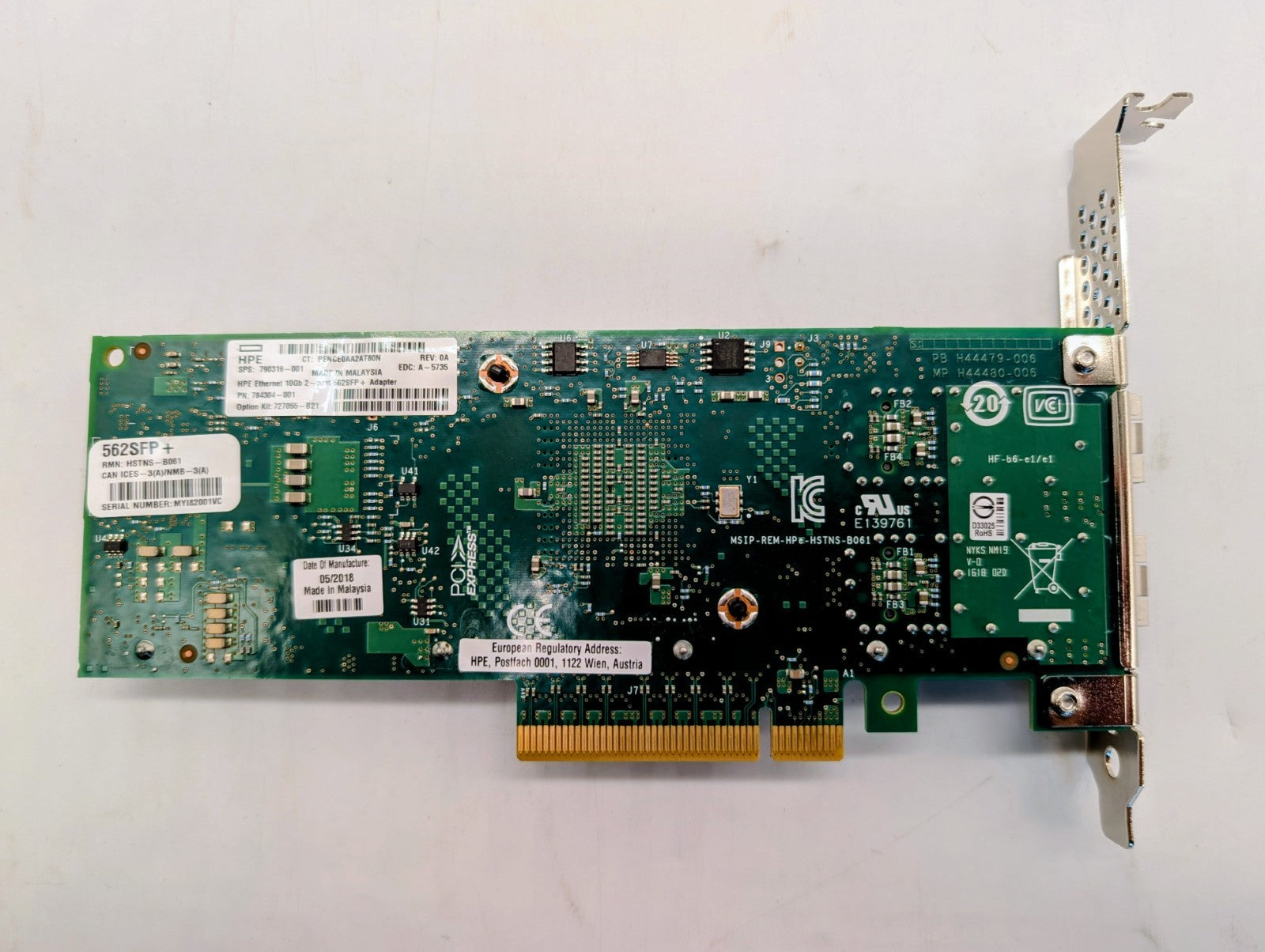 Genuine HP 790316-001 ETHERNET 10GB 2-Port 562SFP+ Adapter Standard Bracket2