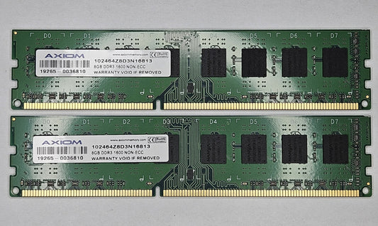 LOT OF 2 Axiom 8GB PC3-12800 DDR3-1600MHz Desktop Memory RAM 102464Z8D3N168130