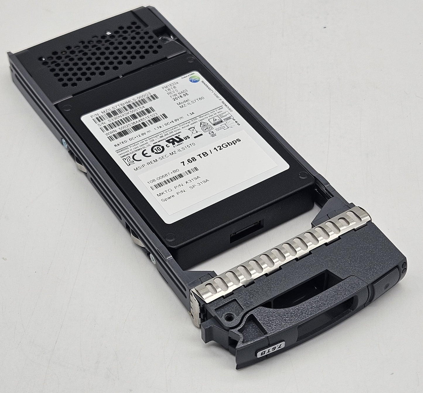 NetApp 7.68TB TLC SAS 12Gbps 2.5" SSD SP-319A X319A PM1633a MZ-ILS7T600