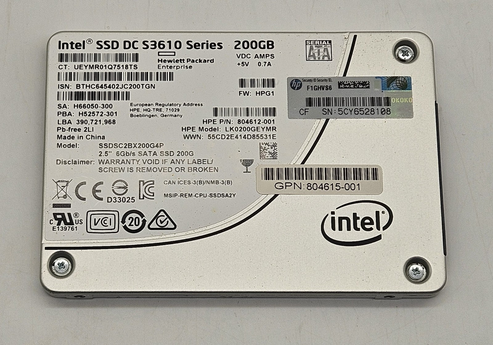 Intel DC S3610 200GB SATA 6Gbps 2.5" SSD SSDSC2BX200G4P0