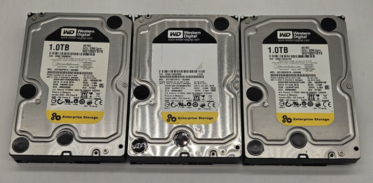 LOT OF 3 Western Digital RE3 1TB 7200RPM SATA 3Gbps 3.5" Hard Drive WD1002FBYS0