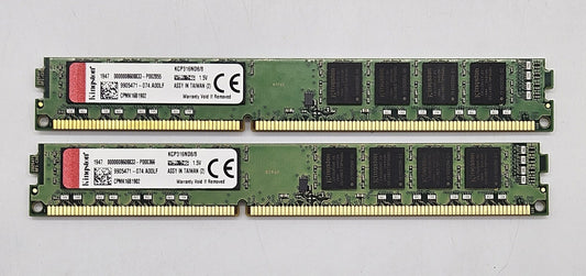 LOT OF 2 Kingston 8GB PC3-12800 DDR3-1600MHz VLP Desktop Memory RAM KCP316ND8/80