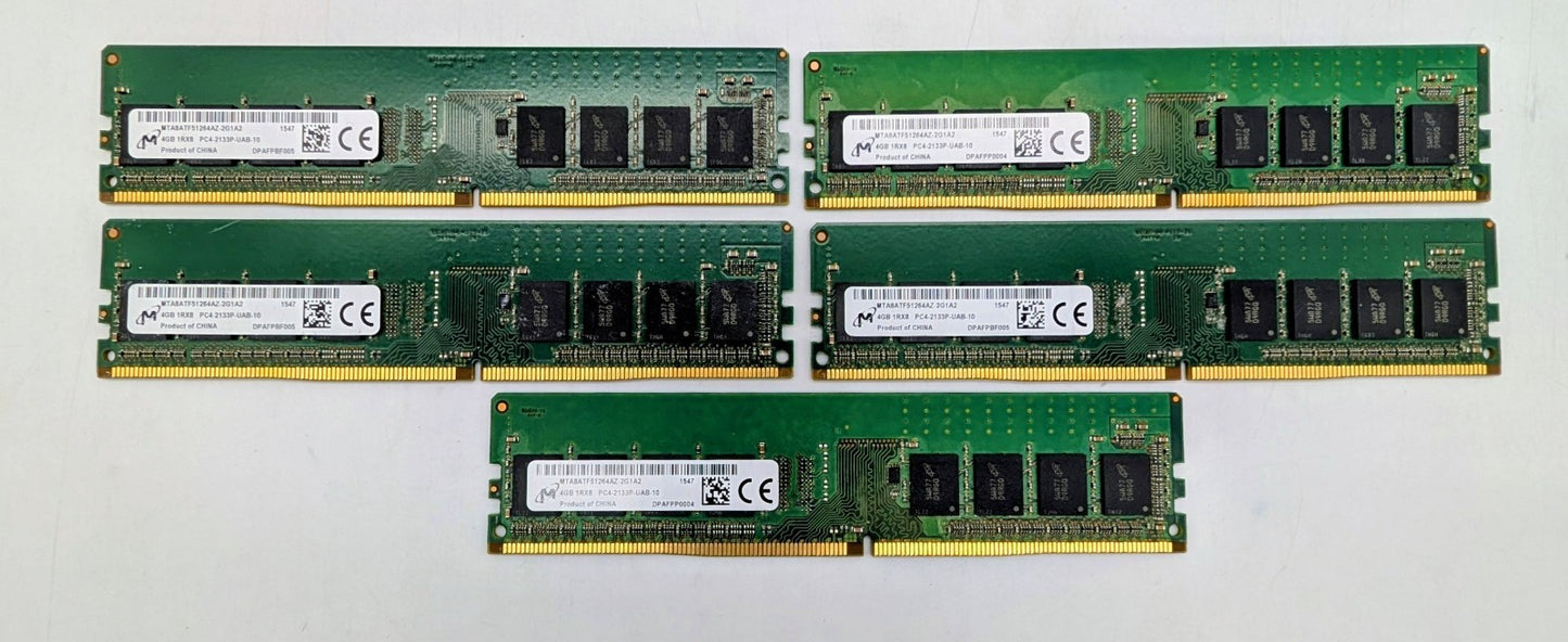Lot Of 5 MTA8ATF51264AZ-2G1A2 Micron OEM 4GB 1RX8 PC4-2133P DDR40