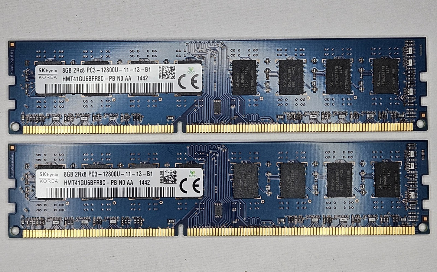 LOT OF 2 Hynix 8GB PC3-12800 DDR3-1600MHz Desktop Memory RAM HMT41GU6BFR8C-PB0