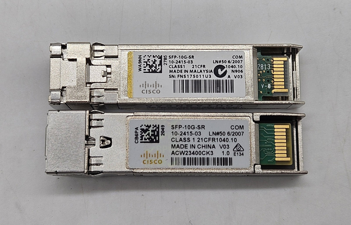 LOT OF 10 10GBase-SR LC Duplex MMF 300m 850nm SFP+ Transceivers SFP-10G-SR1
