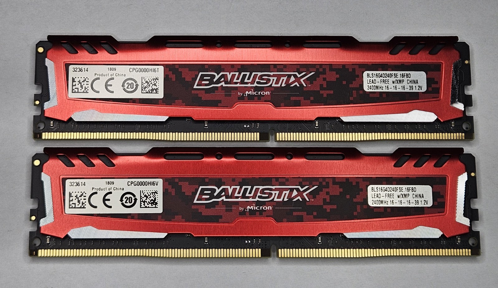 LOT OF 2 Ballistix Sport 16GB PC4-19200 DDR4-2400MHz Desktop RAM BLS16G4D240FSE0