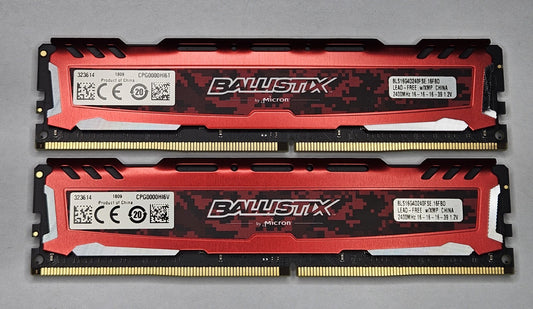 LOT OF 2 Ballistix Sport 16GB PC4-19200 DDR4-2400MHz Desktop RAM BLS16G4D240FSE0